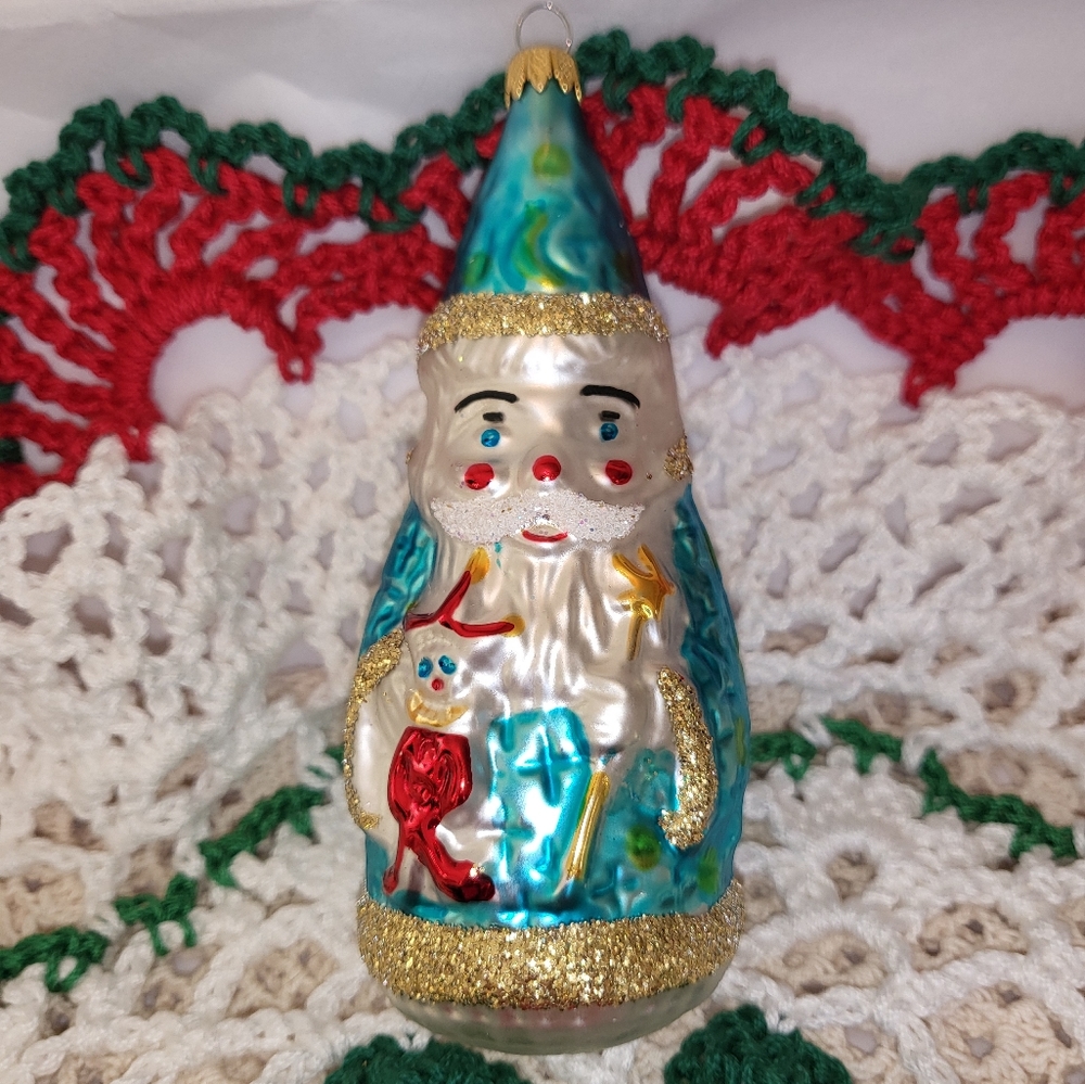 Vintage Wizard Santa Glass Ornament Kurt S. Adler Original Box